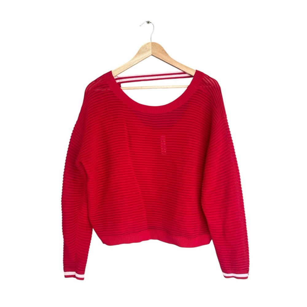NWT Anthropologie Daily Practice Red Long-sleeve Racing Stripes Top